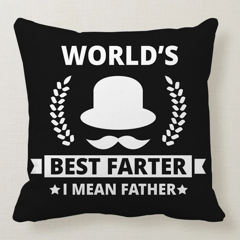 Worlds Greatest Father Printed Black Pillow Covers Polyester Square Cases Sofa Cushion Drop shipping | Дом и сад