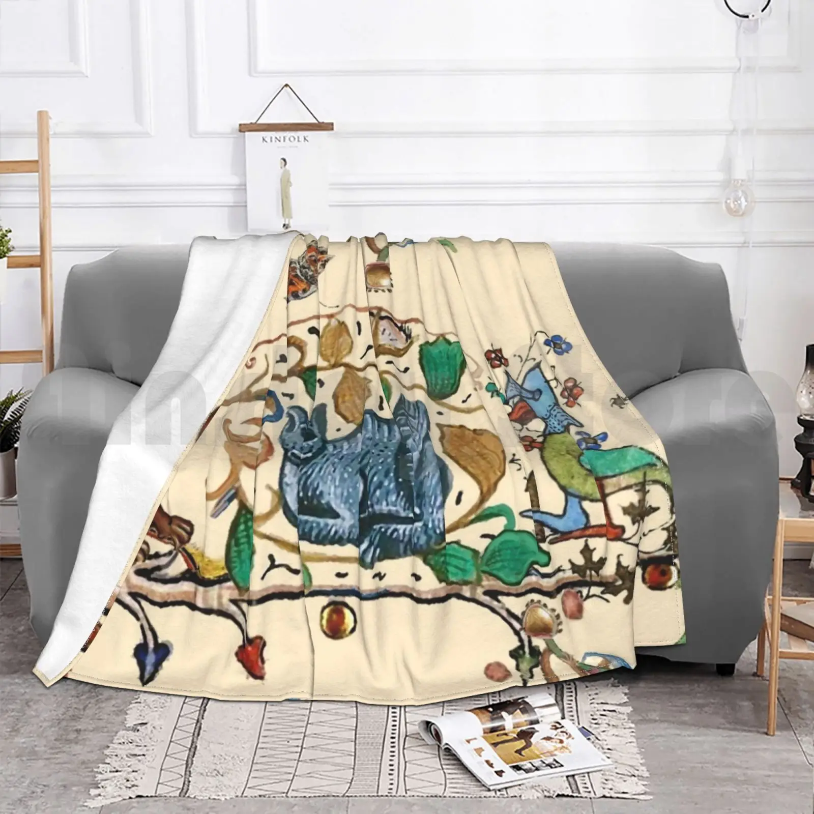 Необычное средневековое животное Охотник Кот рыцарь птица и Сокол монах одеяло