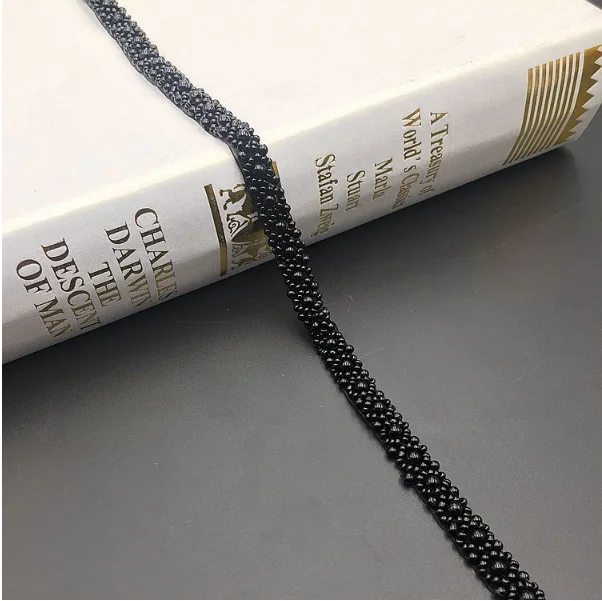 Black Diy тяжелые ногти на руках бусина аксессуары для одежды аксессуары для ногтей бусина штрих-код жемчужные бусины кружева 1 ярд 90 см - Цвет: Black