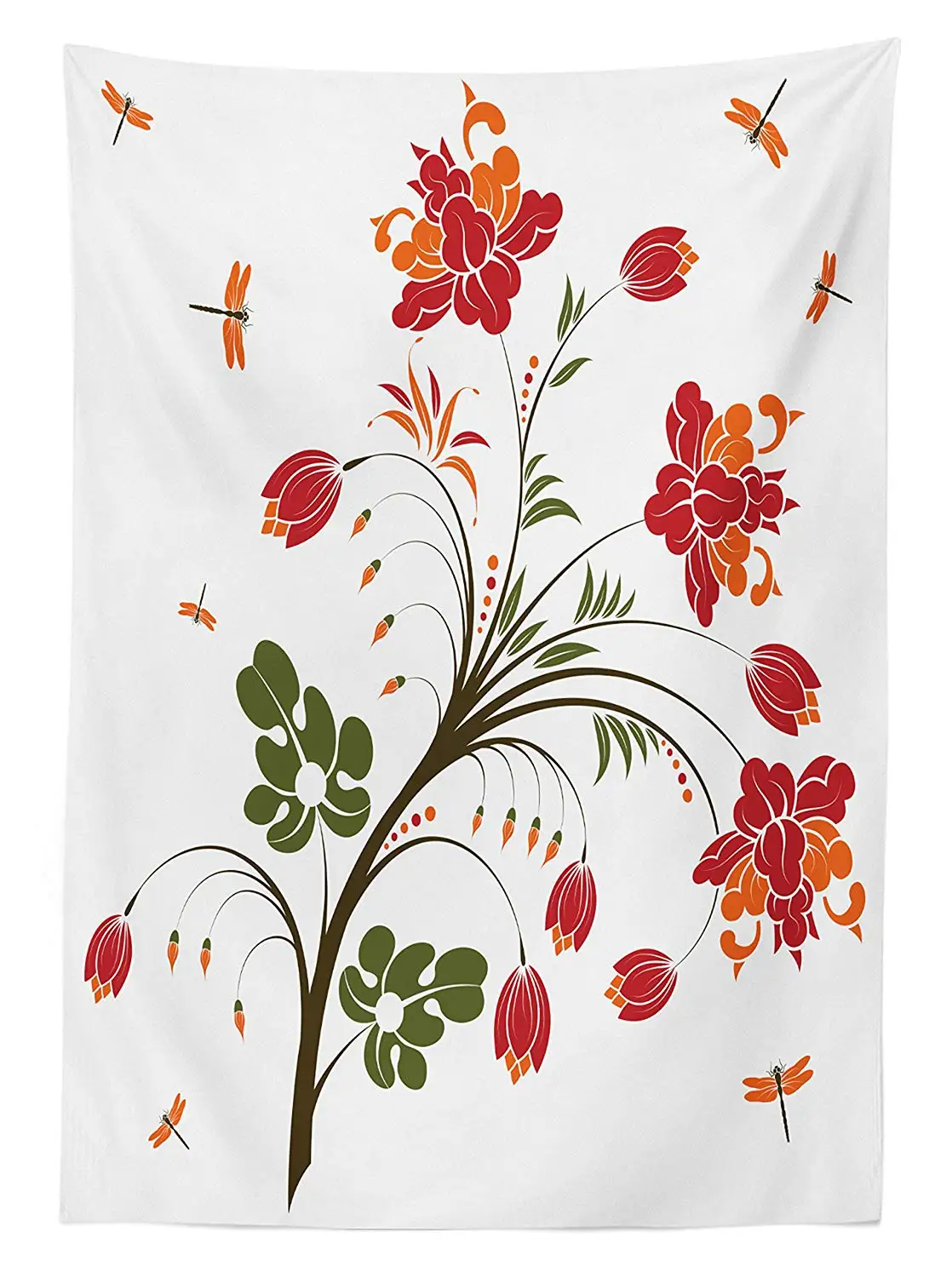 Страна Декоративная скатерть расцвет яркий цветок маленький стрекозы