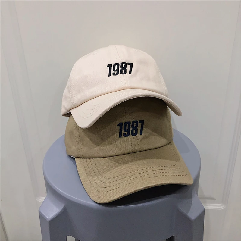 

Hong Kong Style 1987 Letter Embroidery Duck Tongue Hat Female Summer of the Wild Casual Trendy Men Four Seasons Baseball Cap