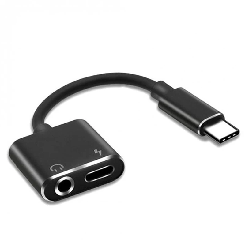 Адаптер для зарядки наушников 2 в 1 с разъемом типа C на 3 5 мм Aux аудио USB
