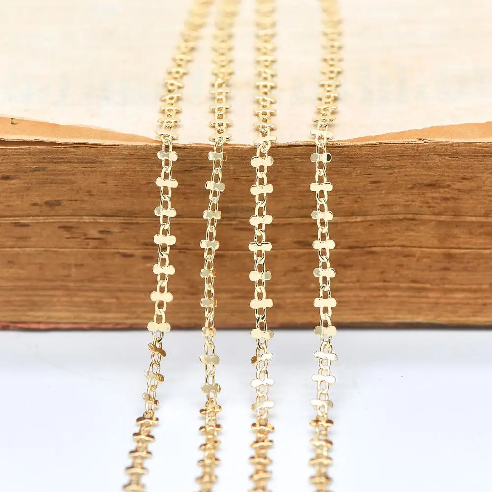 Gold plated Brass Link Chains 3.6mm, Floral Specialty Chains for DIY Necklace (#LK-242-1)/ 1 Meter=3.3 ft images - 6
