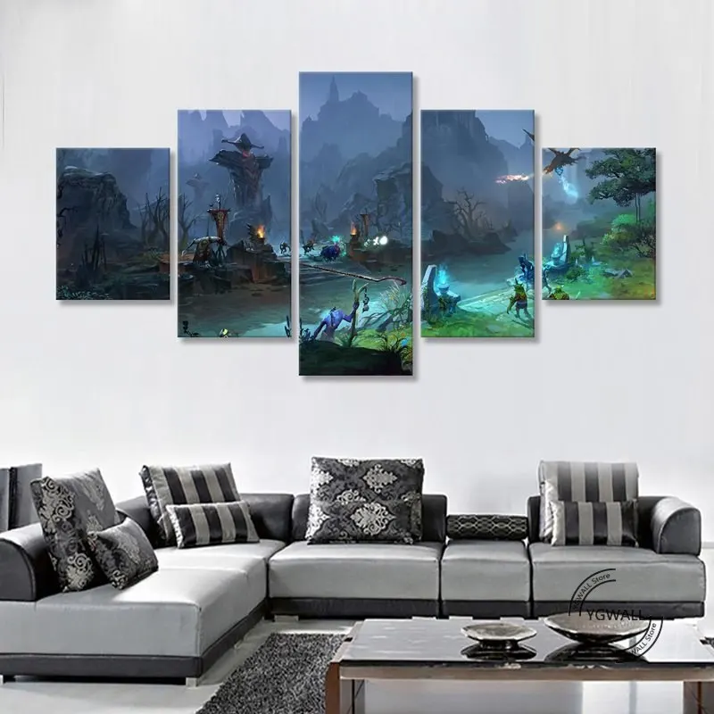 DOTA2 герои средняя карта Боевая стена искусство холст картины 5 шт. фотографии
