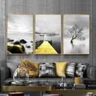 Черно-белый морской пейзаж Золотой мост в скандинавском стиле Печать на холсте постер картина настенное искусство для декора гостиной