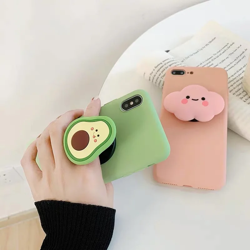 

Cute 3D Flower Clouds Silicone Holder Phone Case For iphone X XR XS 11 12 13 Pro MAX 6 7 8 plus + for samsung S10 Plus S21 Ultra