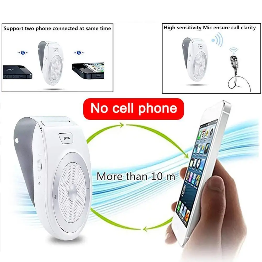 

Car Bluetooth 4.1 Handsfree Car Kit Sun Visor Clip Player Wireless Speaker Receiver Loud Music Speaker Speakerphone Audio P T8N3