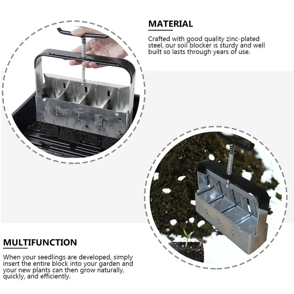 

1pc Quad Soil Blocker Manual Soil Block Maker with Handle for Greenhouses