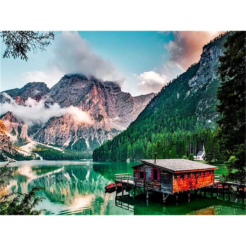 

Алмазная живопись, Природный Горный пейзаж, вышивка крестиком, искусственная река, мозаика, рукоделие, домашний декор