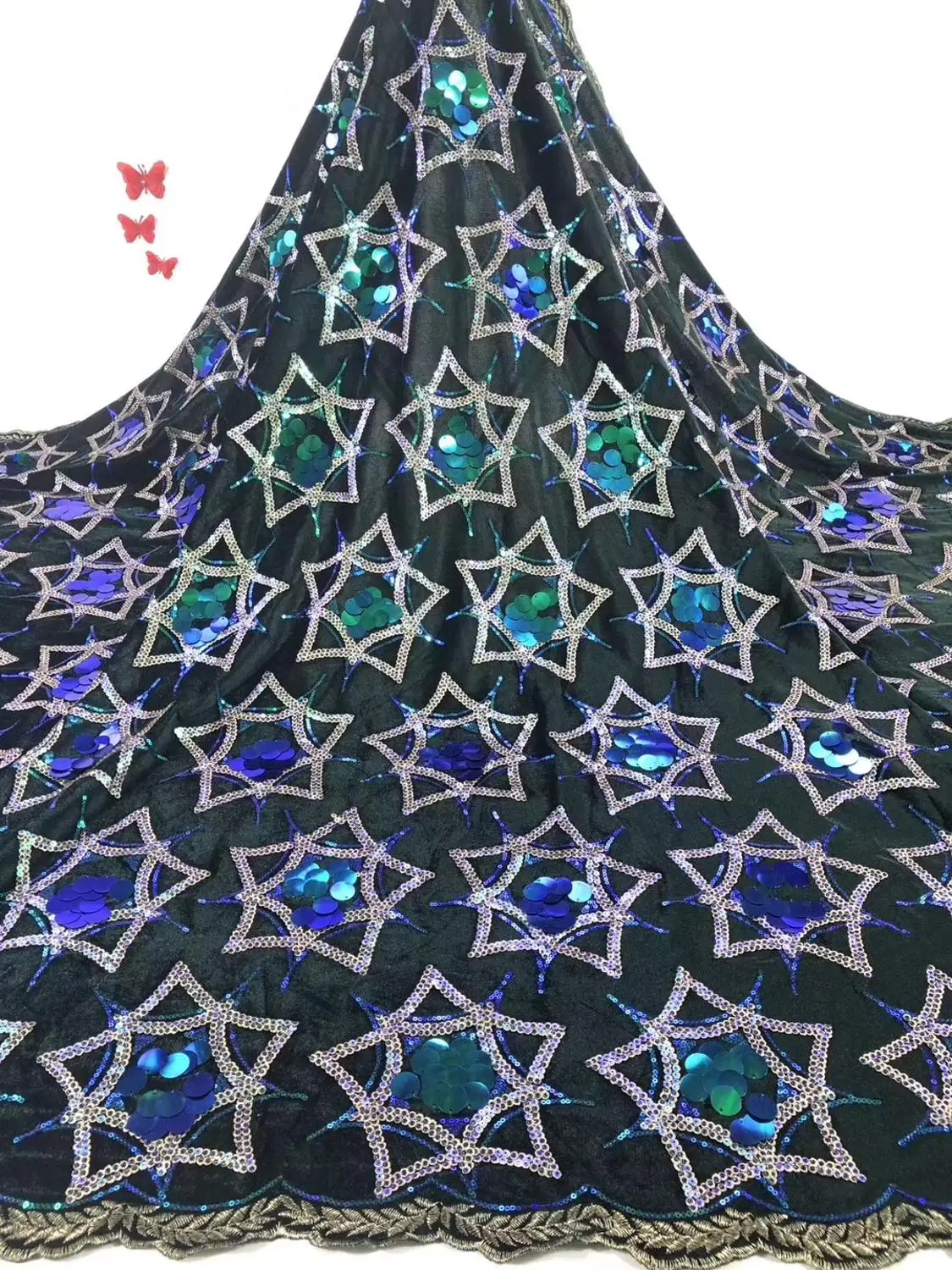 2019 африканская Высококачественная бархатная кружевная ткань с двойными