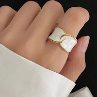 new korean elegant simulated pearl opening rings for women 2022 irregular white shell wedding ring party jewelry finger gifts
