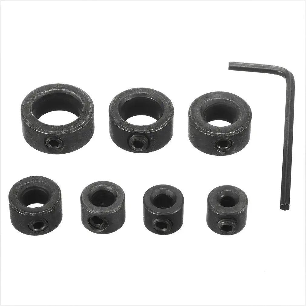 

7pcs/Lot 3-12mm Drill Bit Carbon Steel Drill Bit Limiter Locator Ring Positioner Depth Stop Collar Ring Hex Wrench Woodwork Tool