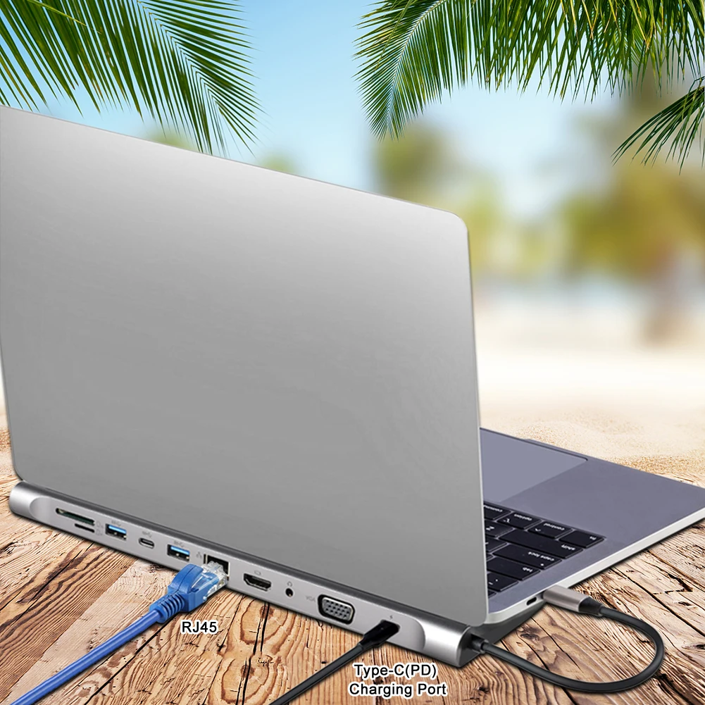 USB-C концентратор type C концентратор USB 3,0 Thunderbolt HDMI VGA 3,5 мм аудио RJ45 адаптер для MacBook Pro samsung Galaxy S9 USB C концентратор