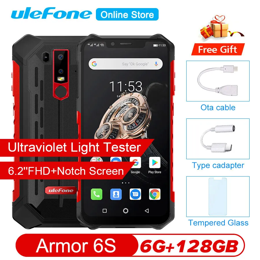 Ulefone Armor 6S 6 2 дюйма Helio P70 Android 9 0 ГБ 128 Гб Смартфон с беспроводной зарядкой 16 МП