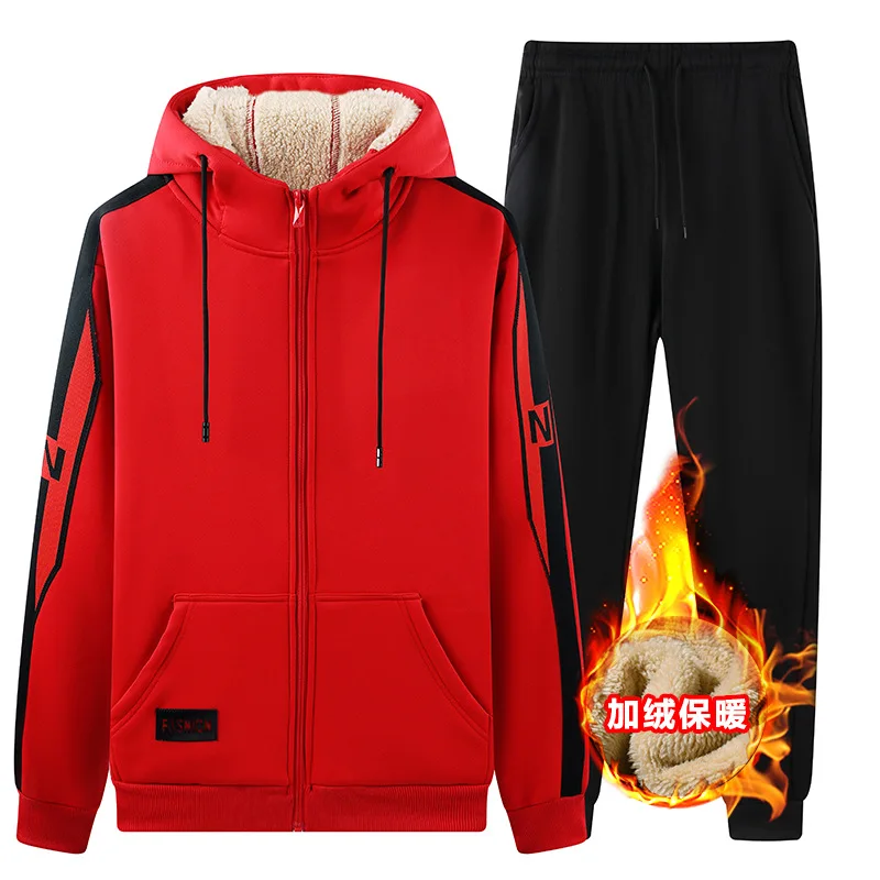 

New Men's Lamb Velvet Plus Velvet Thick Suit Men's Loose Sports Winter Warm Winter Young Dad Casual Pants