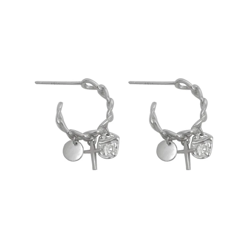 

Fashion Jewelry Metal Earrings Hip Hop Style Disc Chain Hot selling Silvery Plating Dangle Earrings For Friends Party Gifts