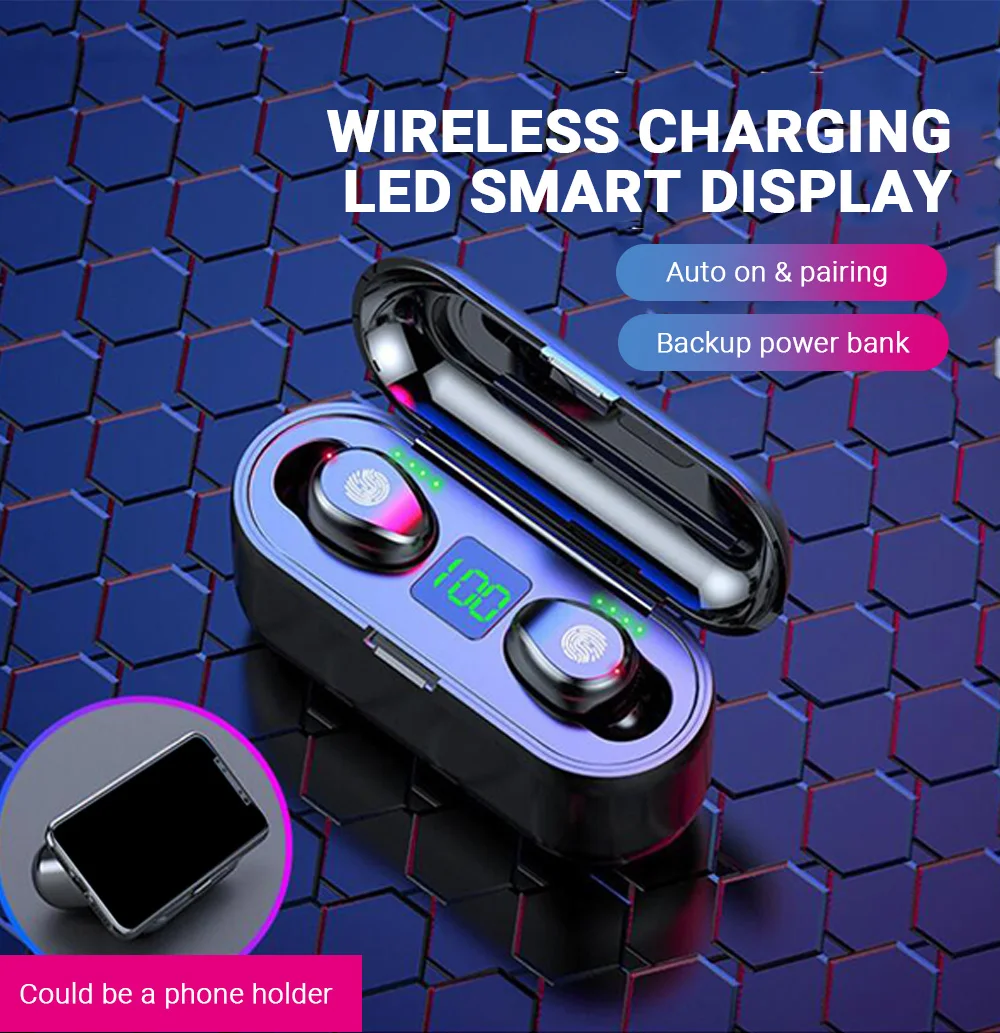 

Bluetooth 5.0 TWS Wireless Earbuds Hands-free Earphones Hi-Fi Sound Effect