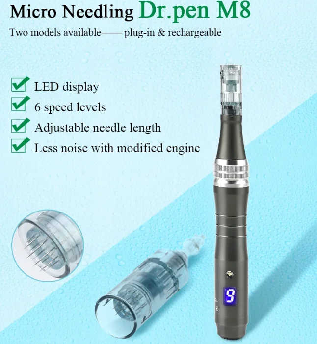 

Dr Pen M8 Micro Needing Pen Corded Dermapen With 6 Speed Micro Needle Pen Cartridges MicroNeedling with 5D Nano Needle Derma Pen