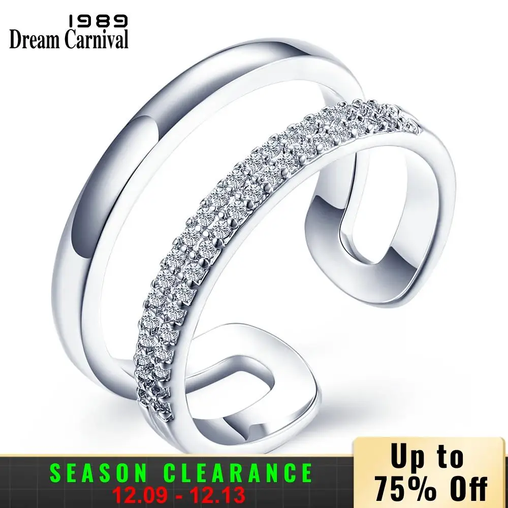 DreamCarnival 1989 с открытыми концами двойные линии полые родий цвет подарок Joyas Anillos Mujer Bijoux циркония кольцо SJ25000