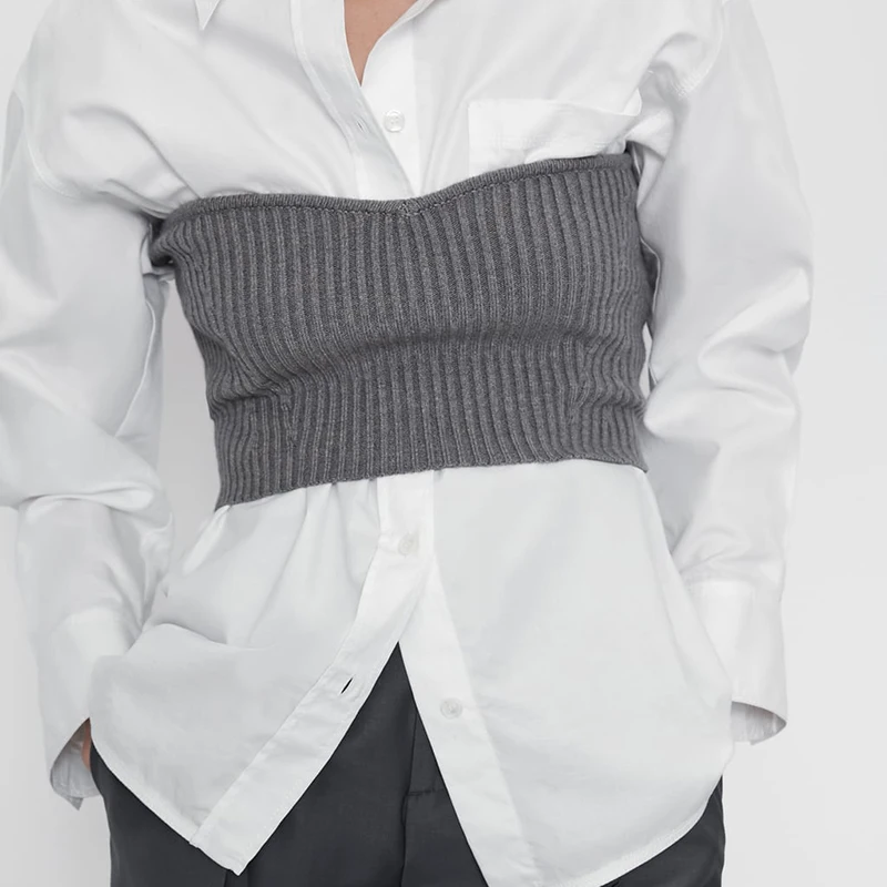 Женский укороченный топ без рукавов ZA повседневный эластичный вязаный жилет