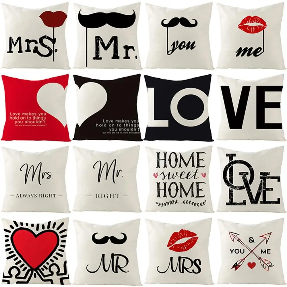 

Love Minimalist Fashion Letter Multiple Styles Linen Square Sofa Cushion Cover Car Comfortable Home Decor pillow case dakimakura