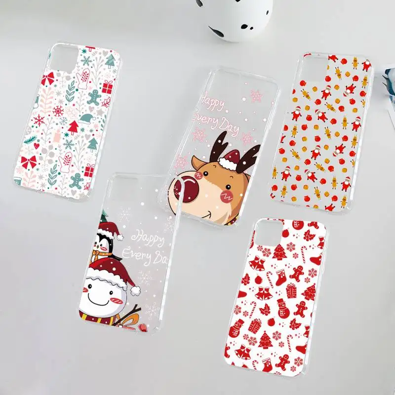 

Merry Christmas Santa Elk Phone Case Clear Transparent for iPhone 11 12 mini pro XS MAX 8 7 6 6S Plus X 5S SE XR 2020