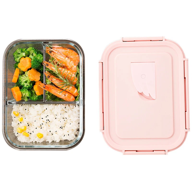 

Lunch box microwave oven special glass sealed split Bento Box fresh keeping box heat preservation lunch box suit