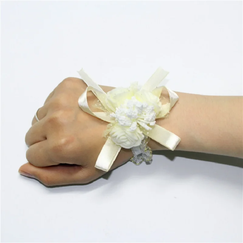 Женский браслет с искусственным цветком свадебный подружки невесты цветами на