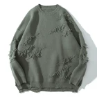 Свитер LACIBLE в стиле хип-хоп, уличная одежда, мужская Трикотажная одежда в стиле Харадзюку, Осенний винтажный однотонный вязаный свитер, пуловер оверсайз в стиле унисекс