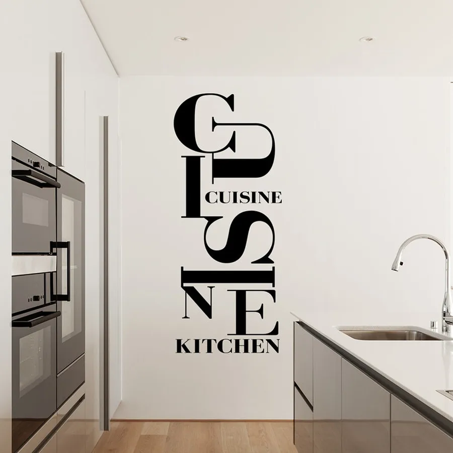 

Removable Vinyl Wall Decals French Kitchen decor Stickers Muraux Cuisine Citation Chef Cafe Wallpaper Wall Art