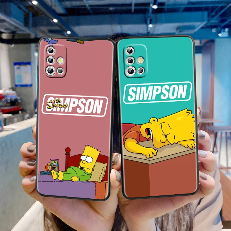 

Fashion Simpsons Family For Samsung Galaxy A72 A71 A52 A51 A91 A81 A32 A22 A21 A01 A02 4G 5G Soft Black Phone Case Cover