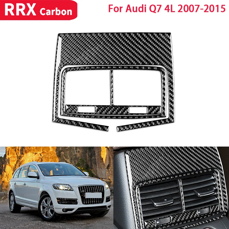

RRX Car Interiors Rear Air Conditioning Vent Frame Decoration Cover Trim Real Carbon Fiber Sticker for Audi Q7 4L 2007-2015