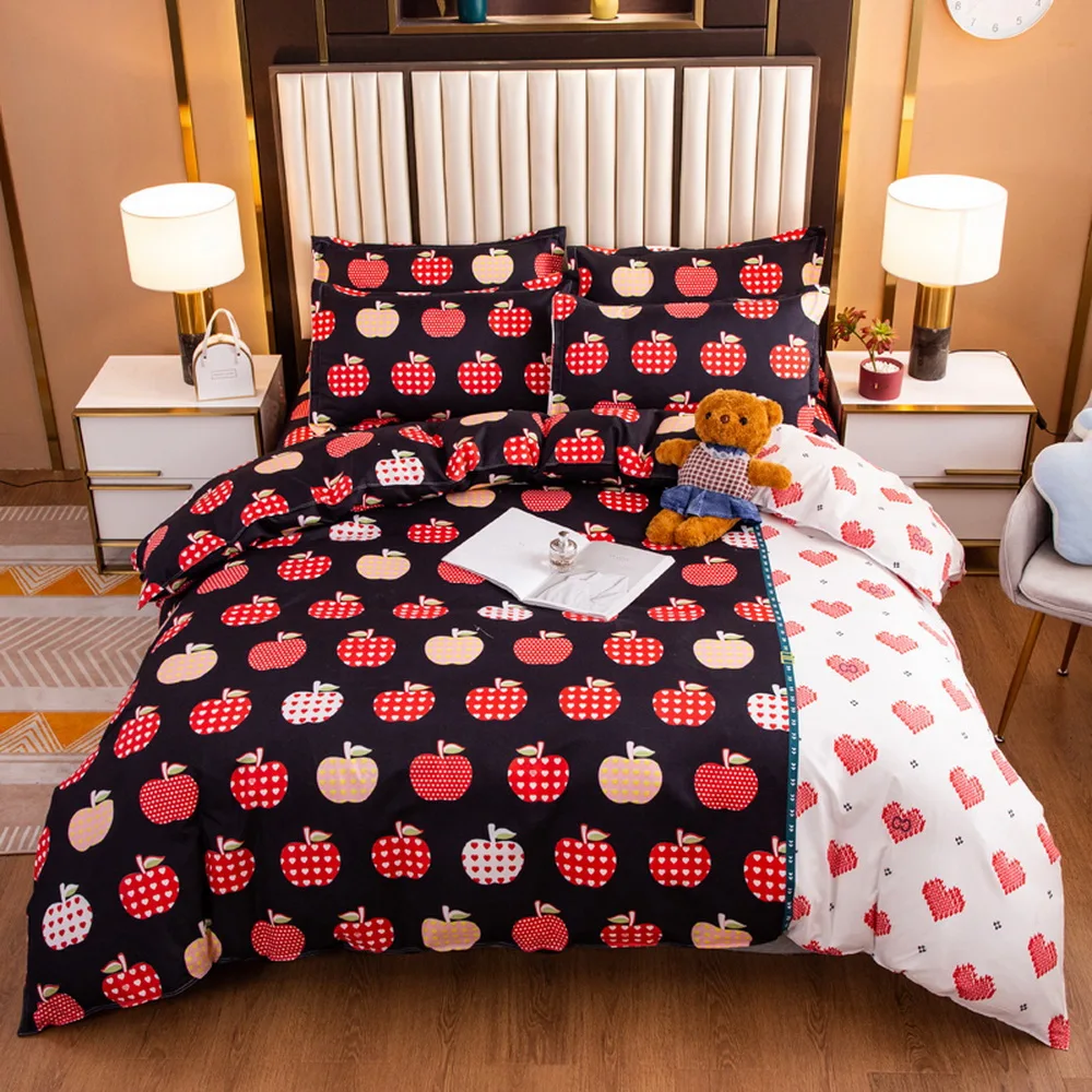 

Комплект постельного белья Love red apple Home, пододеяльник, наволочка, простыня, комплекты постельного белья, размеры queen/king/single, 3/4 шт.