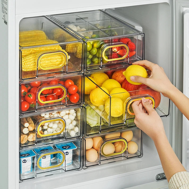 Pet Schublade Typ Kühlschrank Lebensmittel Lagerung Box Mit Grid Transparent Gemüse Obst Gefrierschrank Frische Box Küche Veranstalter