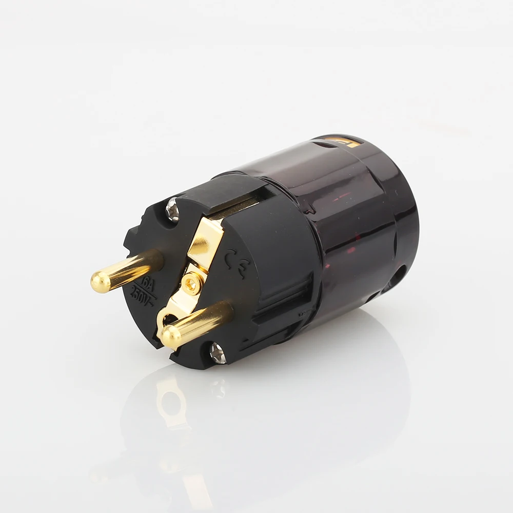 2pieces gold plated Schuko plug P079E EU version power plugs for audio power cable