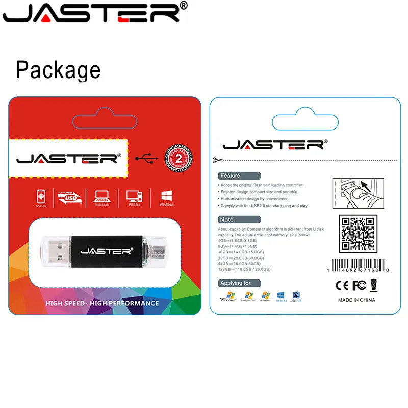 Usb флеш накопитель JASTER OTG высокоскоростной 128 ГБ 64 флешка 4/8/16/32 usb для смартфона
