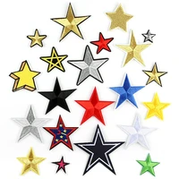 1pc fashion handmade embroidered five pointed star iron on patches red yellow blue black stickers for backpack kids clothing