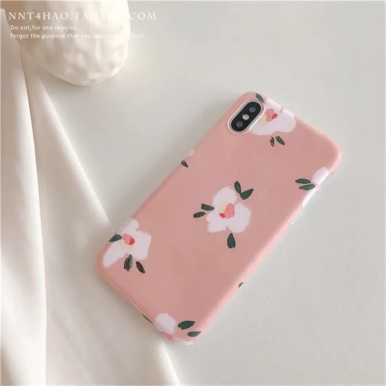Художественный розовый Ретро Цветочный корейский чехол для телефона iPhone 7 Plus 6 6S 8