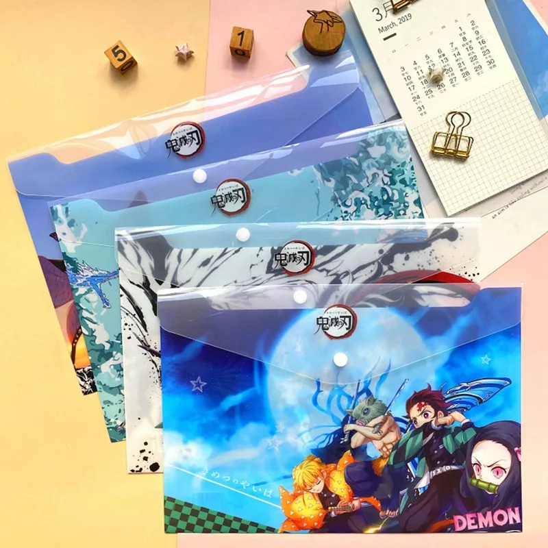 

1pc A4 Anime Demon Slayer Kimetsu No Yaiba Kamado Tanjirou Nezuko Folder File Bag Document Organizer Storage Bag Stationery Gift