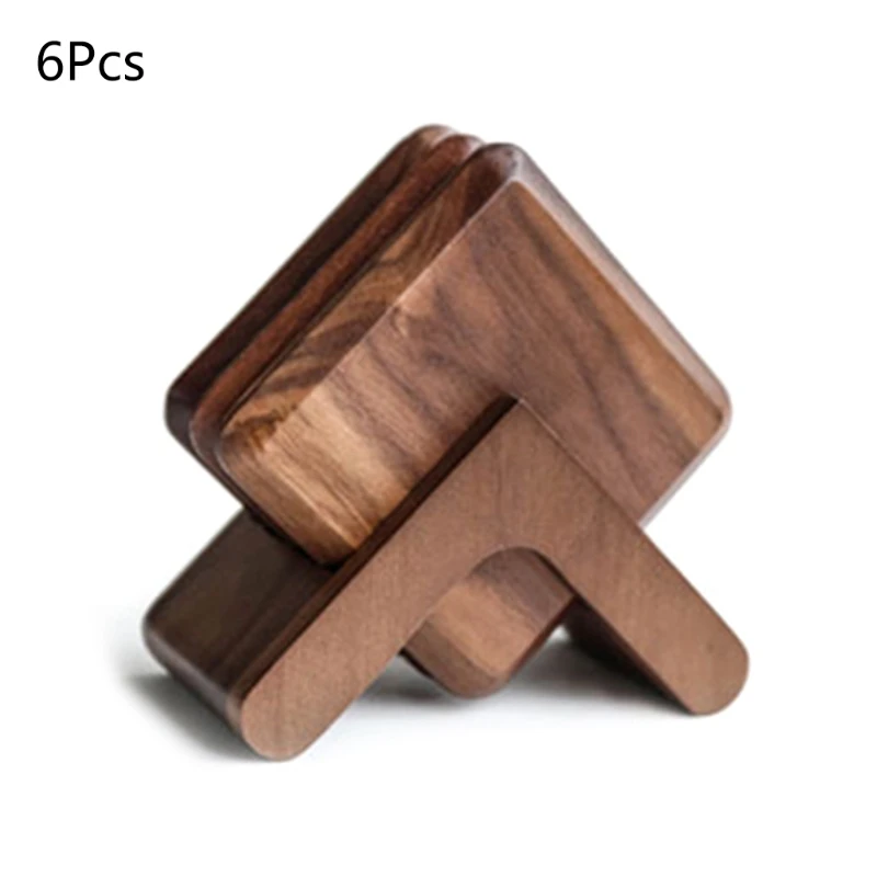 

6Pcs Black Walnut Wooden Tea Cup Mat Coffee Mat Insulation Pad Kitchen Supplies