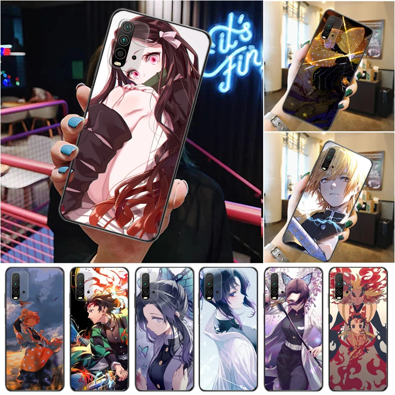 

Demon Slayer Kamado Tanjirou Kimetsu No Yaiba Kamado Nezuko Agatsuma Zenitsu Phone Case For Xiaomi Redmi 9 9T 9A Pro Back Cover
