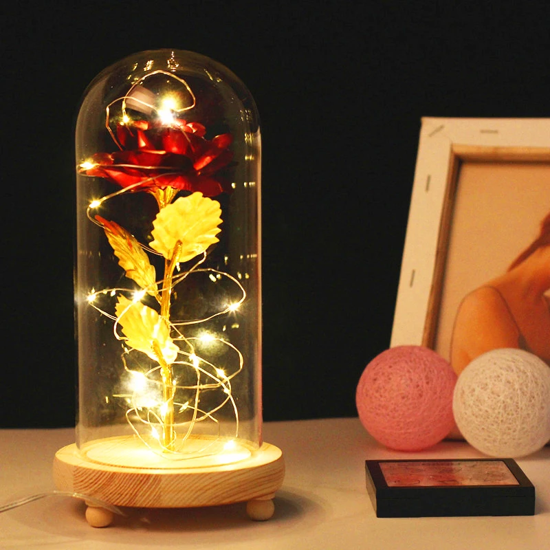Средняя красота и чудовище Роза в стеклянном куполе навсегда красная роза