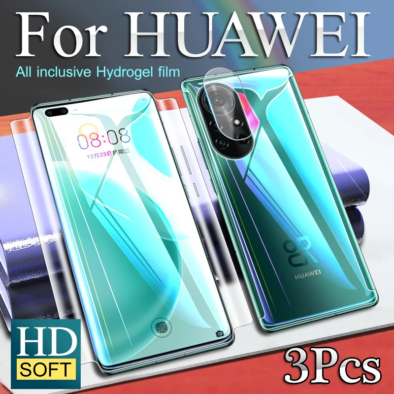 

P50Pro 3 In 1 Full P40Pro Screen Protector For Huawei Mate 40Pro 40RS 30Pro Front Back Hydrogel Film P30Pro Honor 50 60Pro Soft