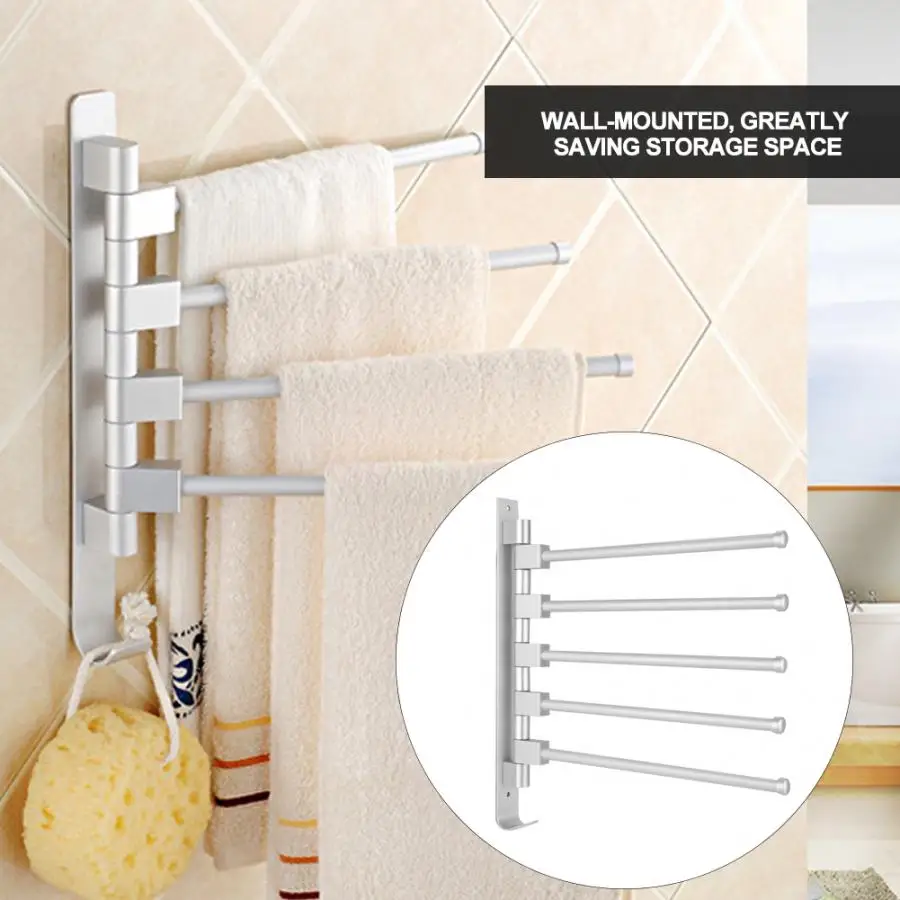 Алюминиевый подвижный вращающийся держатель для полотенец ванной комнаты