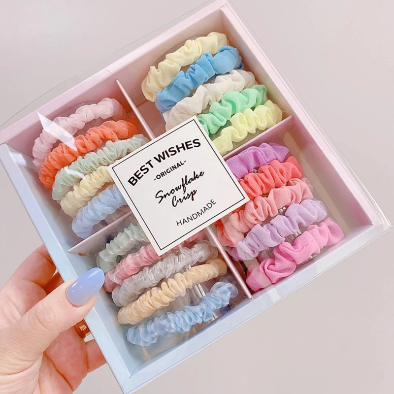 

1 Set Korean Women Girls Summer Scrunchies Sweet Candy Color Elastic Hair Ties Rope Rubber Band Chiffon Ponytail Holder Birthday