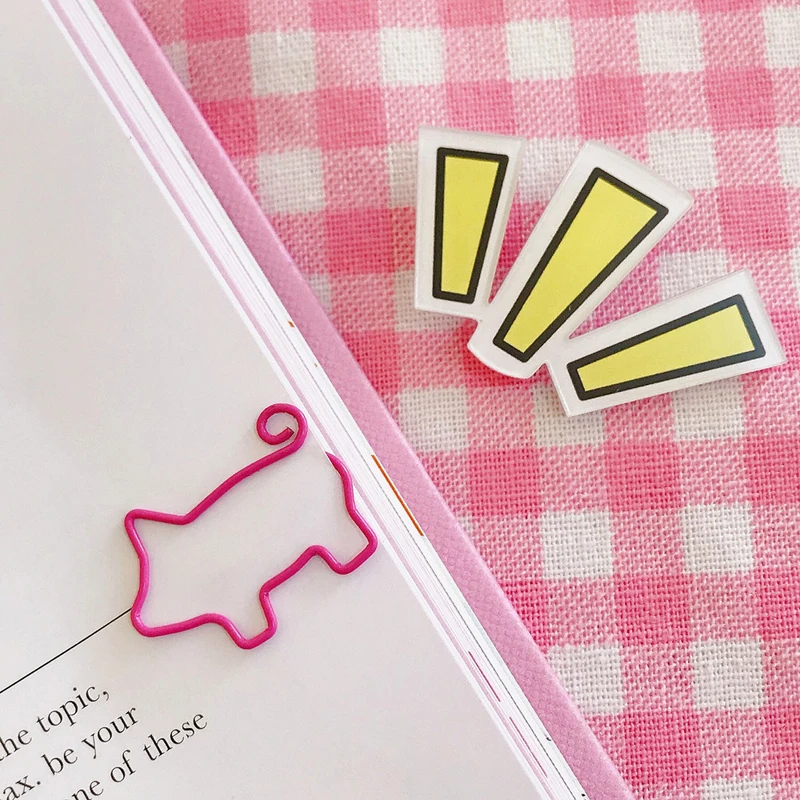 10pcs Metal Binder Clips Notes Letter Paper Clip Stationery Cute Cartoon Pig Pink Bookmark Papelaria Office Supplies | Канцтовары для