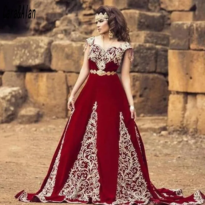 

Formal Moroccan Kaftan Evening Dresses Cap Sleeves Lace Appliques Arabic Dubai Special Occasion Dresses Long Prom Gowns 2021