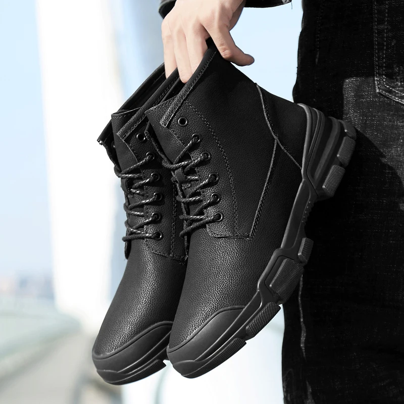 

Hot Shoes Casual Sneakers Casual Boots Men Sneaker Man Shoe Fashion Shoes Zapatos De Hombre Black Leather Leisure Zapatillas