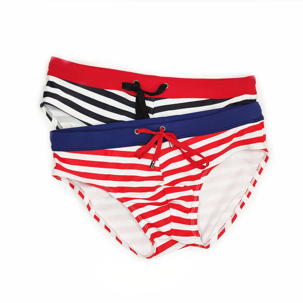 Stripe Swim Briefs Men's Swimming Trunks Sunga Masculina Swimwear Beach Board Wear Slip Low Waist Sexy Swimsuit Gay 2021 Man | Спорт и