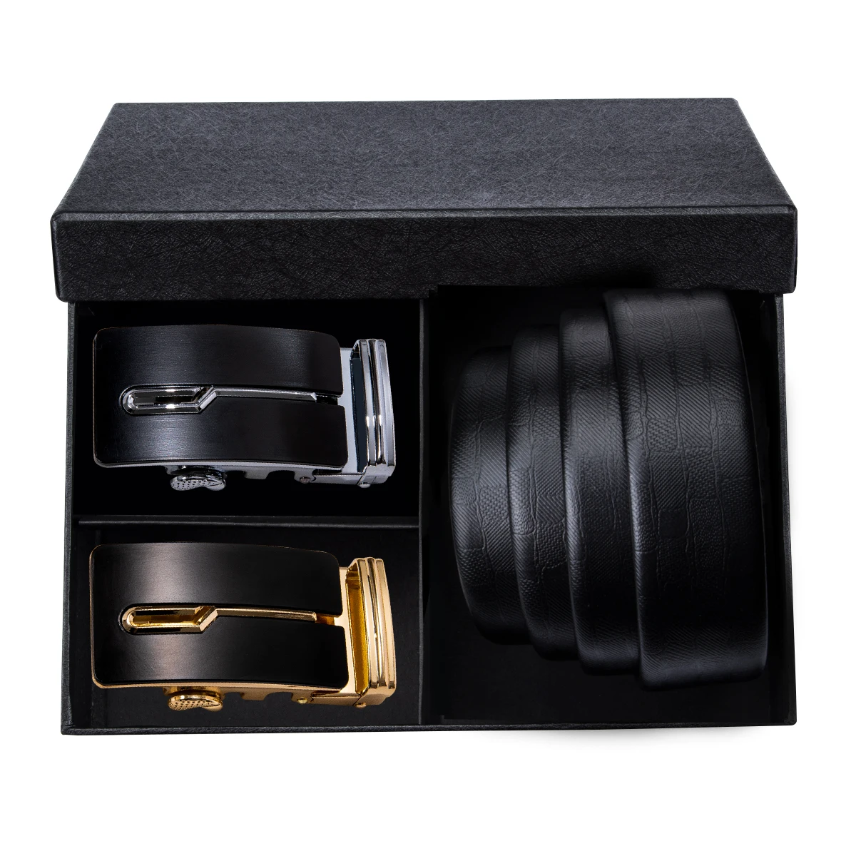 Men Belt Black Leather Belt Automatic Buckle Removable Belts Gift Box for Men Formal Waist Strap For Business Party  Barry.Wang